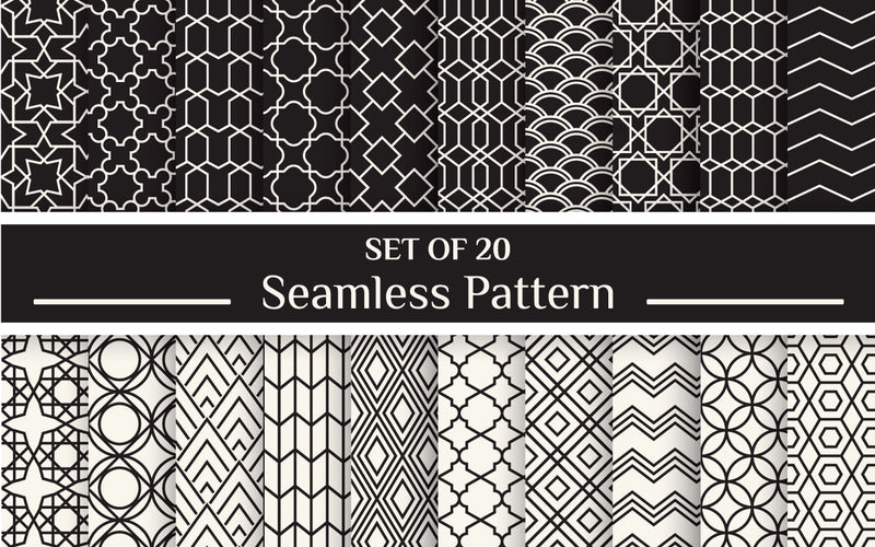 Monochrome geometric seamless patterns SVG naemmiah021 