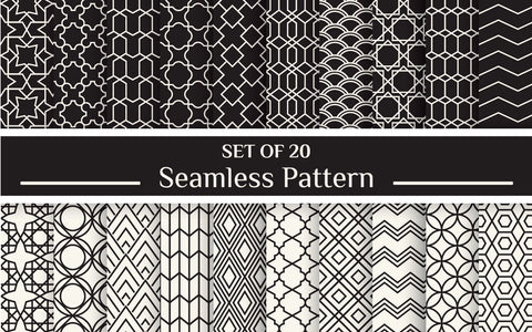 Monochrome geometric seamless patterns SVG naemmiah021 