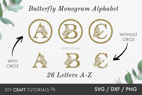 Monogram Alphabet SVG Bundle - Butterfly SVG DIY Craft Tutorials 