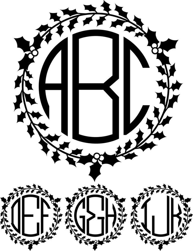 Monogram Basic - Holly Wreath Font Font Rivka’s Renditions 