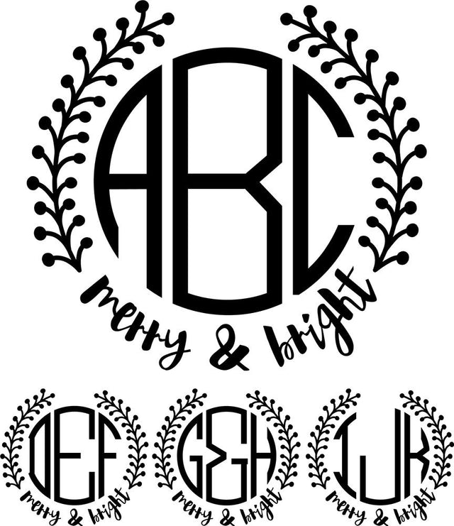 Monogram Basic - Merry and Bright Wreath Font Font Rivka’s Renditions 