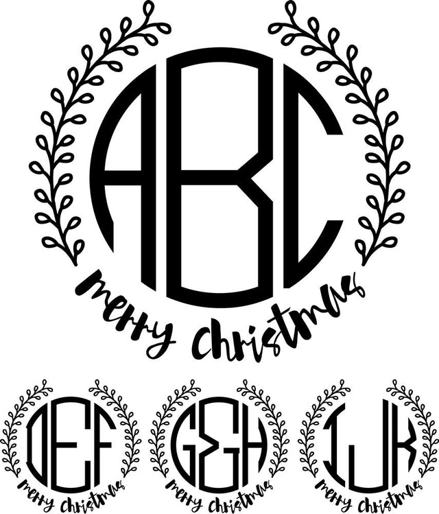Monogram Basic Merry Christmas Wreath Font Font Rivka’s Renditions 
