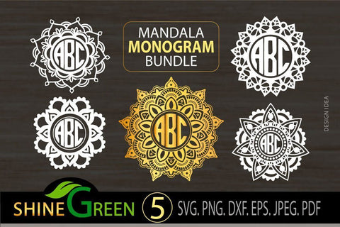 Monogram Bundle SVG - Mandala Monogram Frames SVG Shine Green Art 