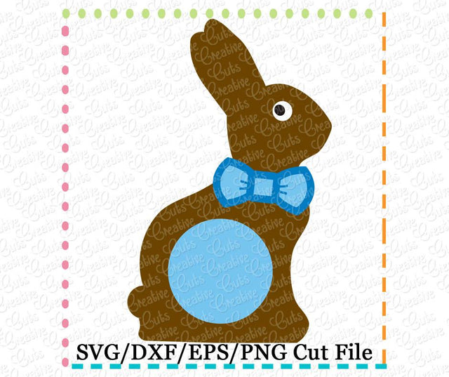 Monogram Chocolate Easter Bunny Rabbit Bow Tie Cut File Creative Appliques 