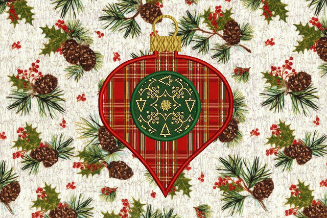 Monogram Circle Glass Onion Holiday Ornament Applique Embroidery Embroidery/Applique Designed by Geeks 