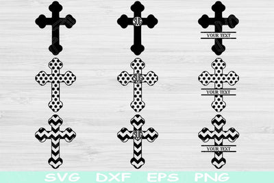 Monogram Cross Svg Files For Cricut and Silhouette with Split Chevron Design Cut Files SVG TiffsCraftyCreations 