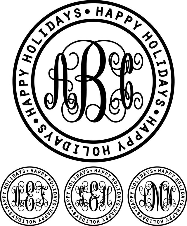 Monogram Elaborate Script Happy Holidays Ring Font Font Rivka’s Renditions 