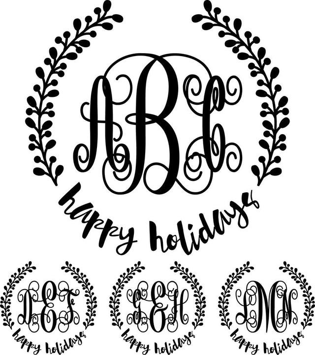 Monogram Elaborate Script Happy Holidays Wreath Font Font Rivka’s Renditions 