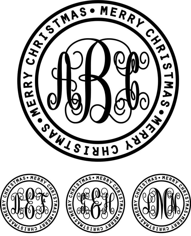 Monogram Elaborate Script Merry Christmas Ring Font Font Rivka’s Renditions 