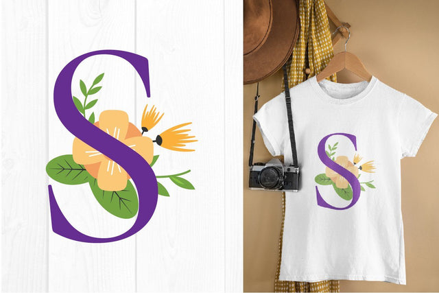 Monogram floral alphabet svg SVG vectorbundles 