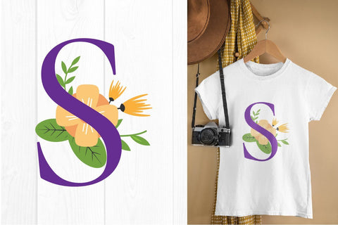 Monogram floral alphabet svg SVG vectorbundles 