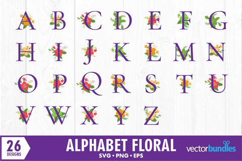 Monogram floral alphabet svg SVG vectorbundles 