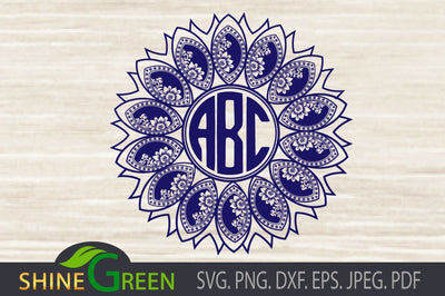 Monogram Floral Mandala SVG SVG Shine Green Art 
