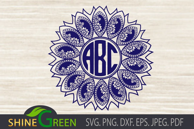 Monogram Floral Mandala SVG SVG Shine Green Art 