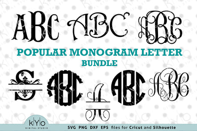 Monogram Font Letters Svg Png Dxf Files Bundle SVG kYo Digital Studio 