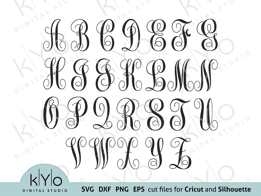 Monogram Font Letters Svg Png Dxf Files Bundle - So Fontsy