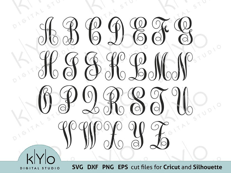 Monogram Font Letters Svg Png Dxf Files Bundle - So Fontsy