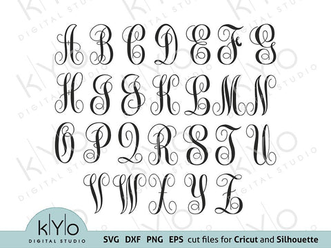 Monogram Font Letters Svg Png Dxf Files Bundle SVG kYo Digital Studio 