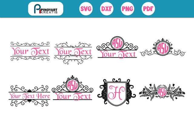 Monogram Frame Svg Bundle SVG Pinoyart Kreatib