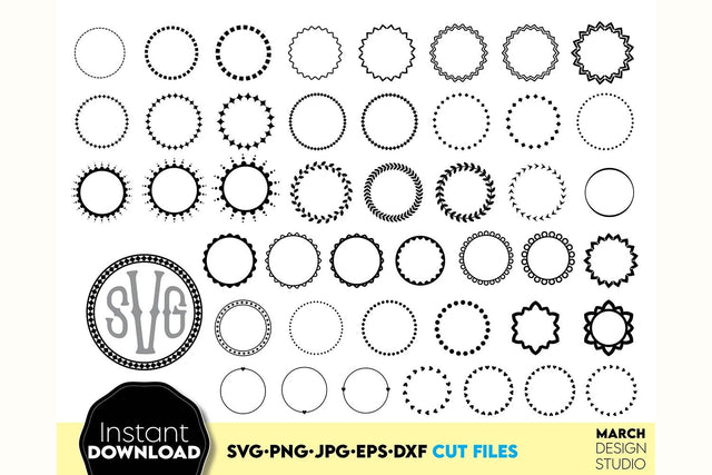 Monogram Frame SVG, Circle Frame SVG, Floral Frame SVG, Monogram Circle SVG, Floral Wreath SVG SVG March Design Studio 