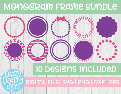 Monogram Frame SVG Cut File Bundle SVG Crazy Crafty Lady Co. 