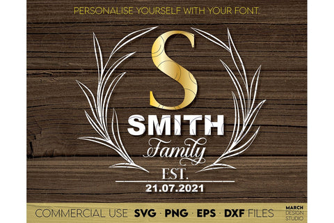 Monogram Frame SVG, Family Monogram SVG, Last Name Monogram SVG, Wedding Sign Monogram SVG SVG March Design Studio 