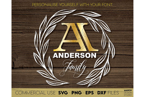 Monogram Frame SVG, Family Monogram SVG, Last Name Monogram SVG, Wedding Sign Monogram SVG SVG March Design Studio 