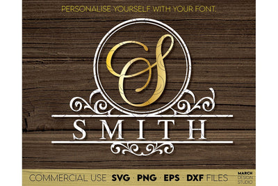 Monogram Frame SVG, Family Monogram SVG, Last Name Monogram SVG, Wedding Sign Monogram SVG SVG March Design Studio 