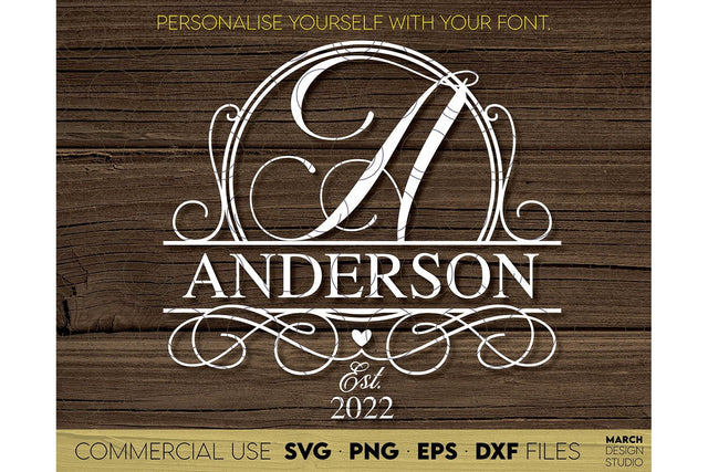 Monogram Frame SVG, Family Monogram SVG, Last Name Monogram SVG, Wedding Sign Monogram SVG SVG March Design Studio 