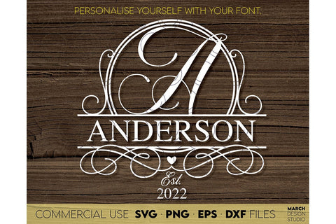 Monogram Frame SVG, Family Monogram SVG, Last Name Monogram SVG, Wedding Sign Monogram SVG SVG March Design Studio 
