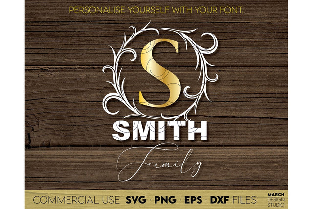 Monogram Frame SVG, Family Monogram SVG, Last Name Monogram SVG, Wedding Sign Monogram SVG SVG March Design Studio 