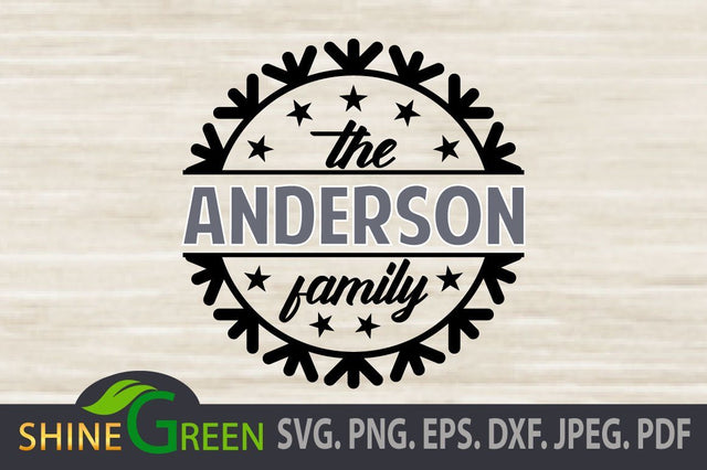 Monogram Frame SVG Snowflakes, Stars, Family DXF EPS JPEG SVG Shine Green Art 