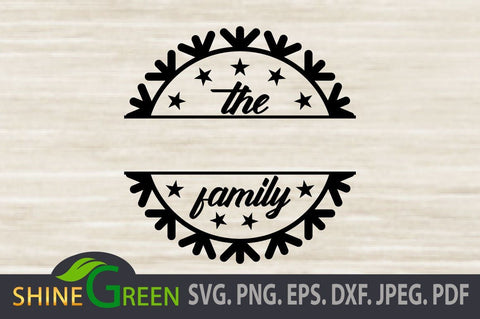 Monogram Frame SVG Snowflakes, Stars, Family DXF EPS JPEG SVG Shine Green Art 