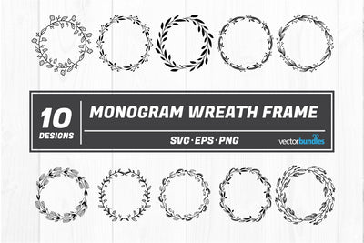 Monogram frame wreath svg bundle SVG vectorbundles 