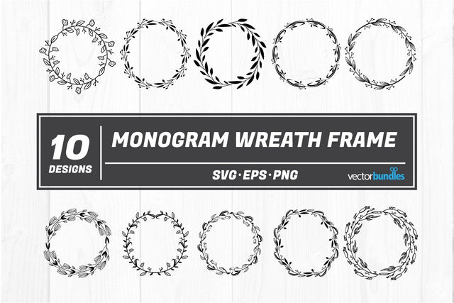 Monogram frame wreath svg bundle SVG vectorbundles 