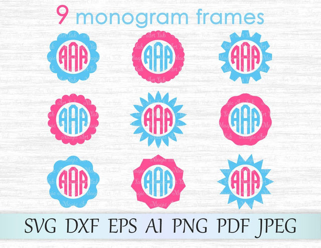 Monogram frames cut files SVG MagicArtLab 