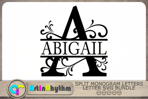 Monogram Frames Svg, Monogram Letters Svg, Split Monogram Frame Letters Svg SVG Artinrhythm shop 