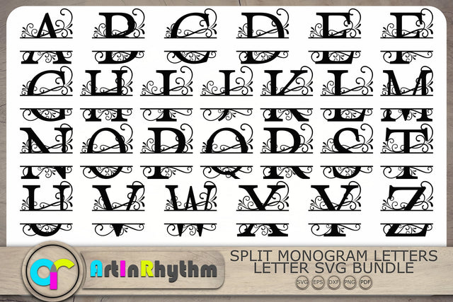 Monogram Frames Svg, Monogram Letters Svg, Split Monogram Frames Svg SVG Artinrhythm shop 