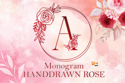 Monogram Handdrawn Rose Font Dm Letter Studio 
