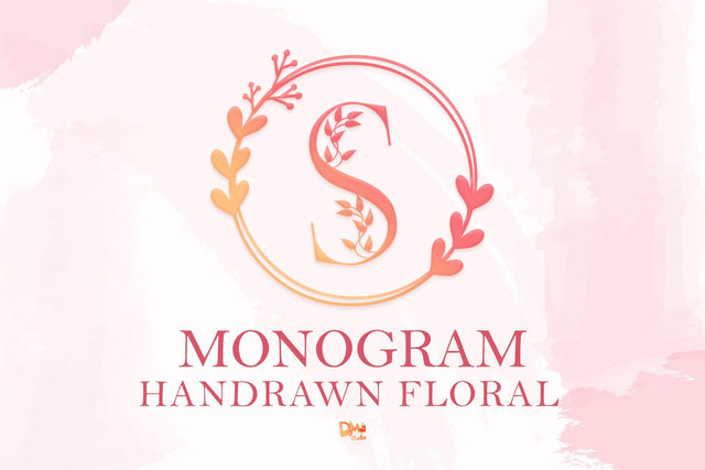 Monogram Handrawn Floral Font Dm Letter Studio 