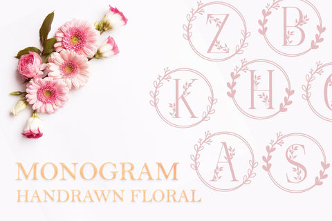 Monogram Handrawn Floral Font Dm Letter Studio 