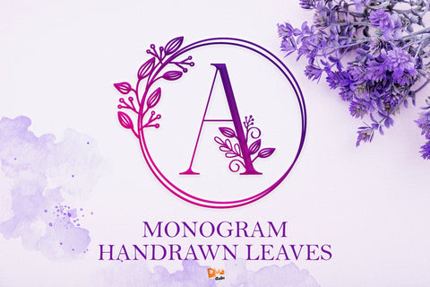 Monogram Handrawn Leaves Font Dm Letter Studio 