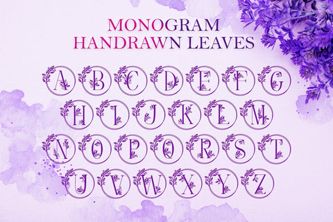 Monogram Handrawn Leaves Font Dm Letter Studio 