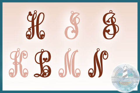 Monogram Initials with Hearts Earrings SVG Bundle | Faux Leather Jewelry SVG Harbor Grace Designs 