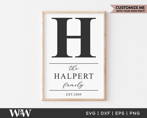 Monogram Last Name SVG | Family Name Sign SVG SVG Wood And Walt 