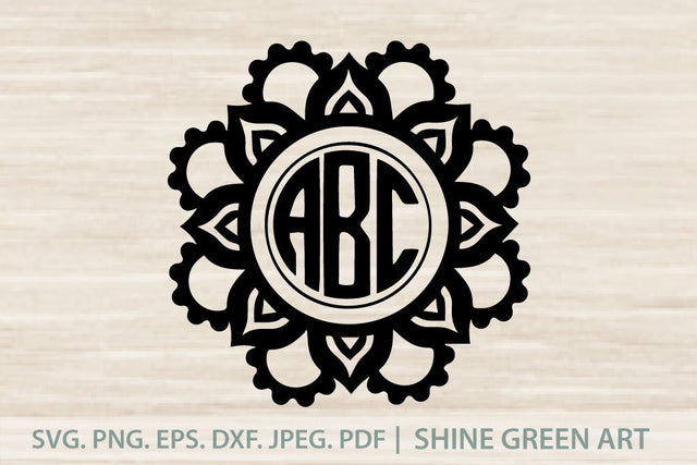 Monogram Mandala Frame SVG SVG Shine Green Art 