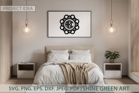 Monogram Mandala Frame SVG SVG Shine Green Art 