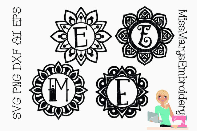 Monogram Mandalas SVG MissMarysEmbroidery 
