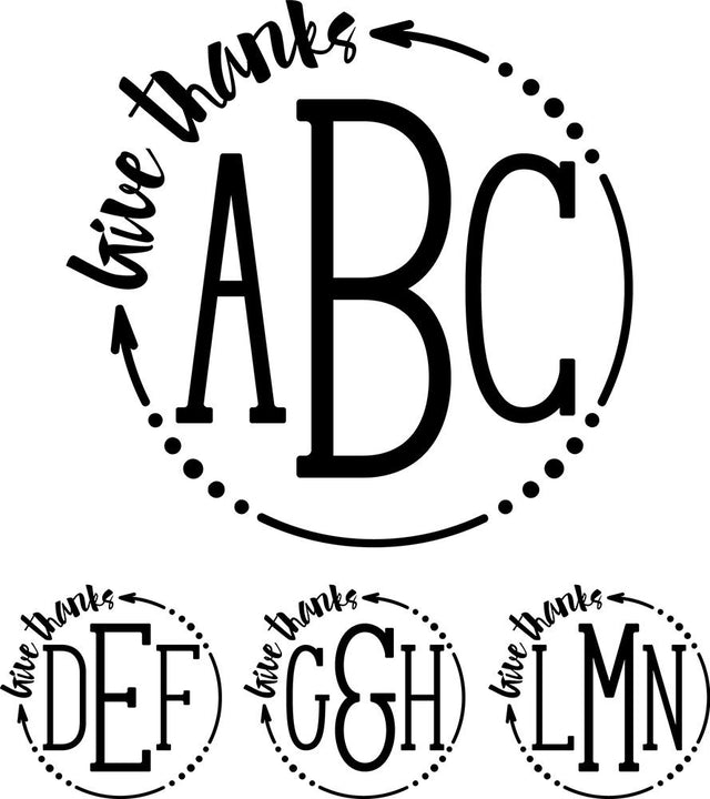 Monogram Serif - Arrow Give Thanks Font Font Rivka’s Renditions 