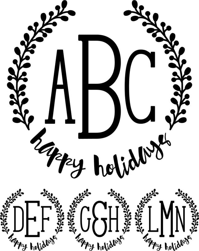 Monogram Serif - Happy Holidays Wreath Font Font Rivka’s Renditions 